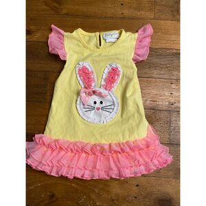 Emily Rose 2T yellow pink Easter bunny shirt dress toddler girl ruffle